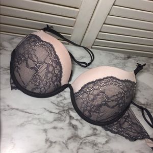 Grey and Pink Padded Bra